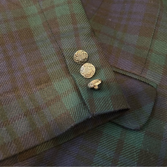 Vintage Edinburgh Blue and Green Plaid Blazer - Picture 6 of 8